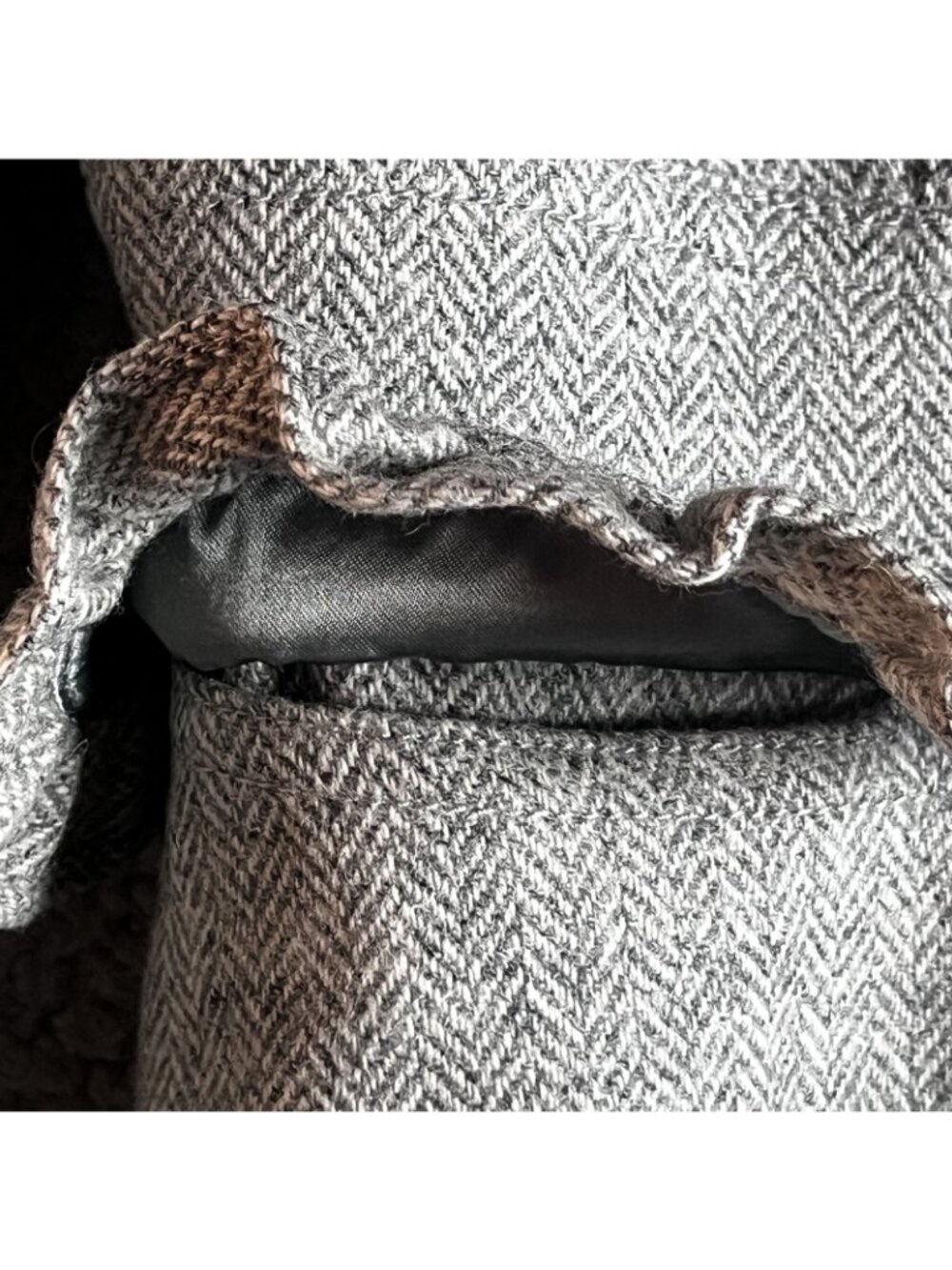 J.Crew VTG Blazer Jacket Womens 8 Gray Wool Herringbone Ruffle Preppy Career - Picture 5 of 12